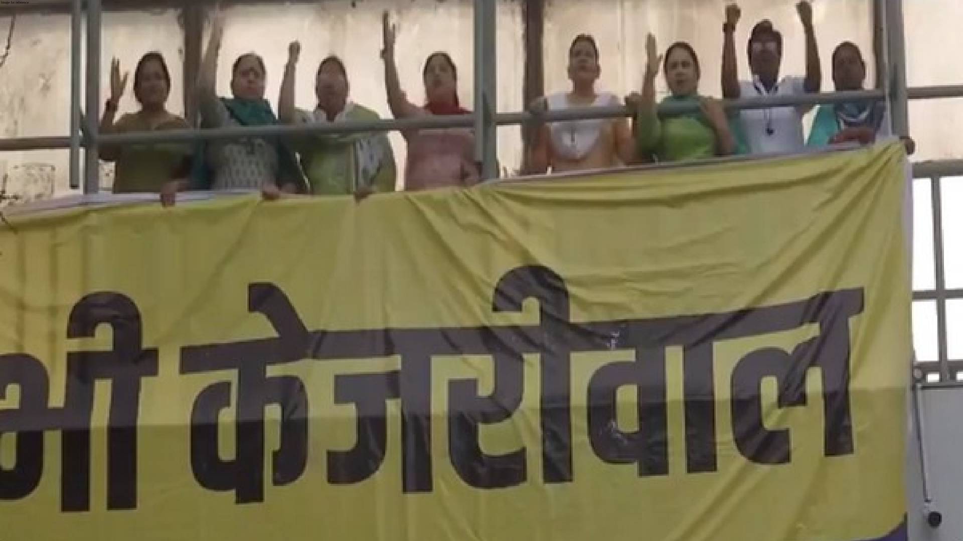 AAP workers stage protest against arrest of Delhi CM Kejriwal